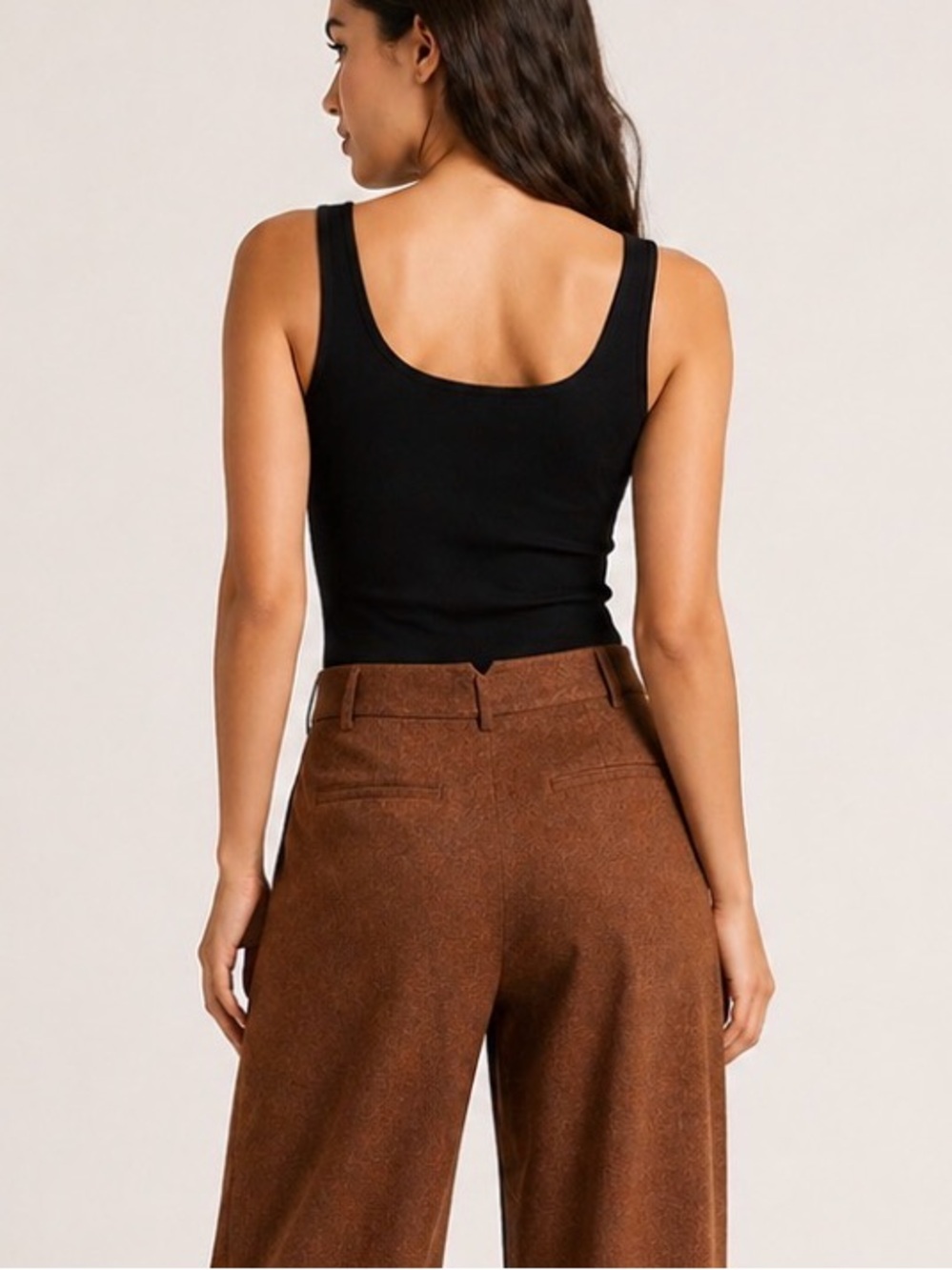 Frank & Oak Gertrude Brown Wool-Blend Wide Leg Tailored Pants Size 4 - Picture 4 of 8